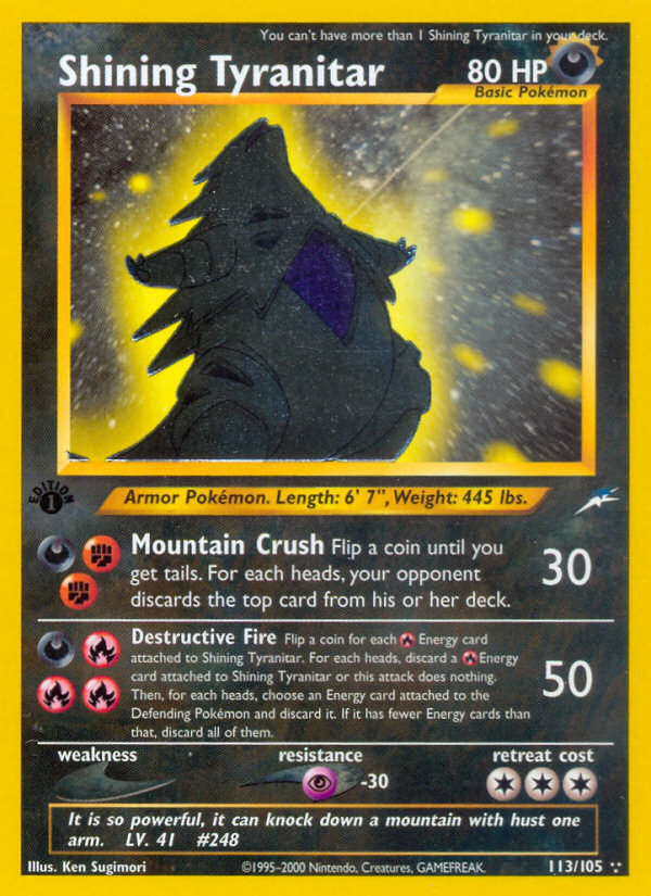 Shining Tyranitar – Neo Destiny 113/105 Pokémon card