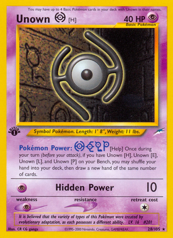 Unown [H] – Neo Destiny 28/105 Pokémon card