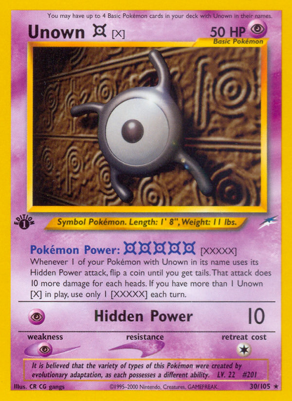 Unown [X] – Neo Destiny 30/105 Pokémon card