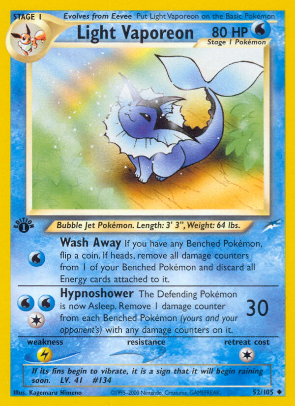 Light Vaporeon – Neo Destiny 52/105 Pokémon card