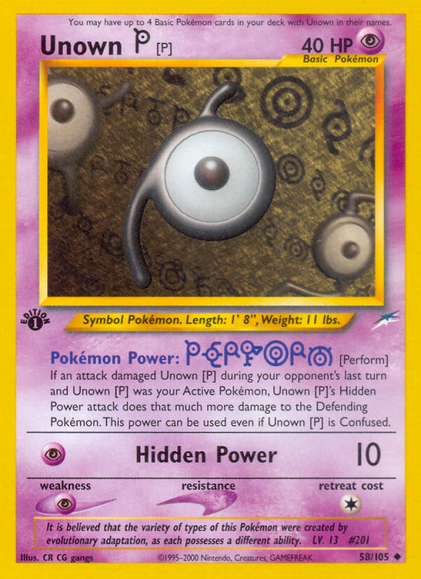 Unown [P] – Neo Destiny 58/105 Pokémon card