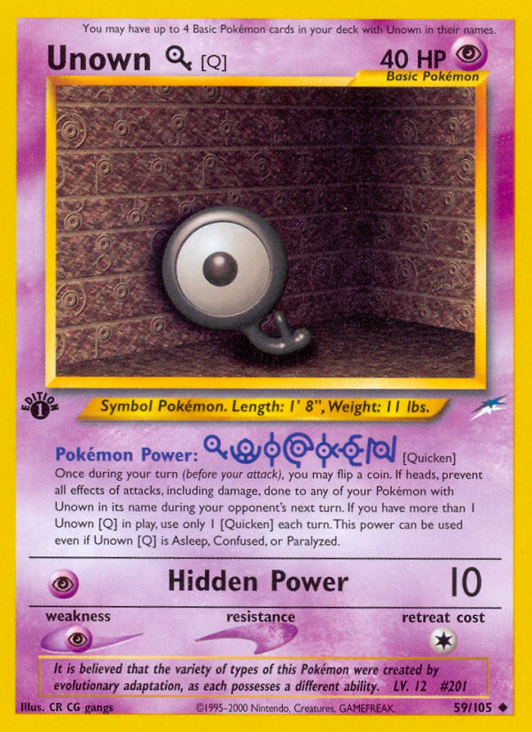 Unown [Q] – Neo Destiny 59/105 Pokémon card