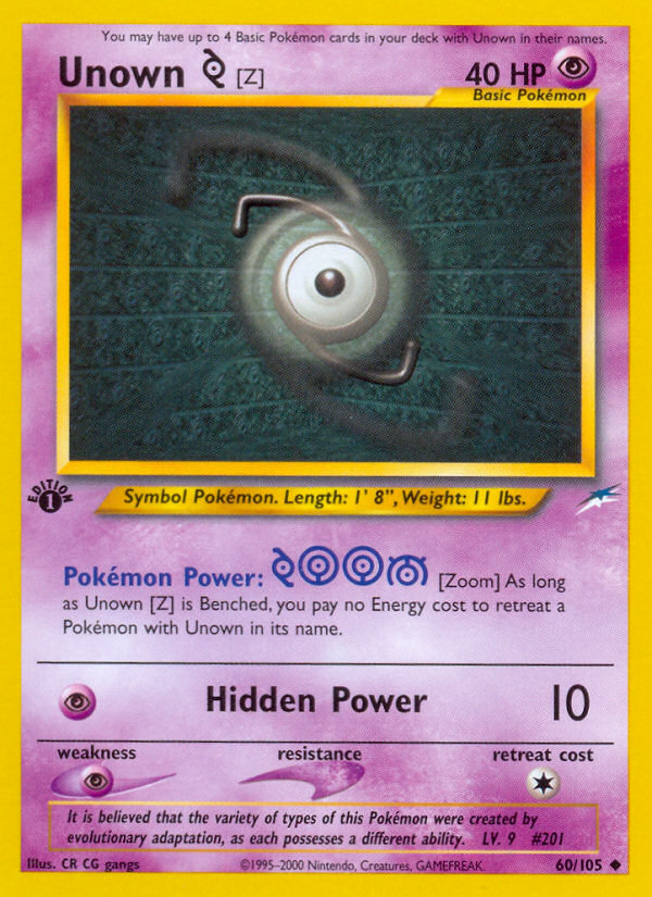 Unown [Z] – Neo Destiny 60/105 Pokémon card