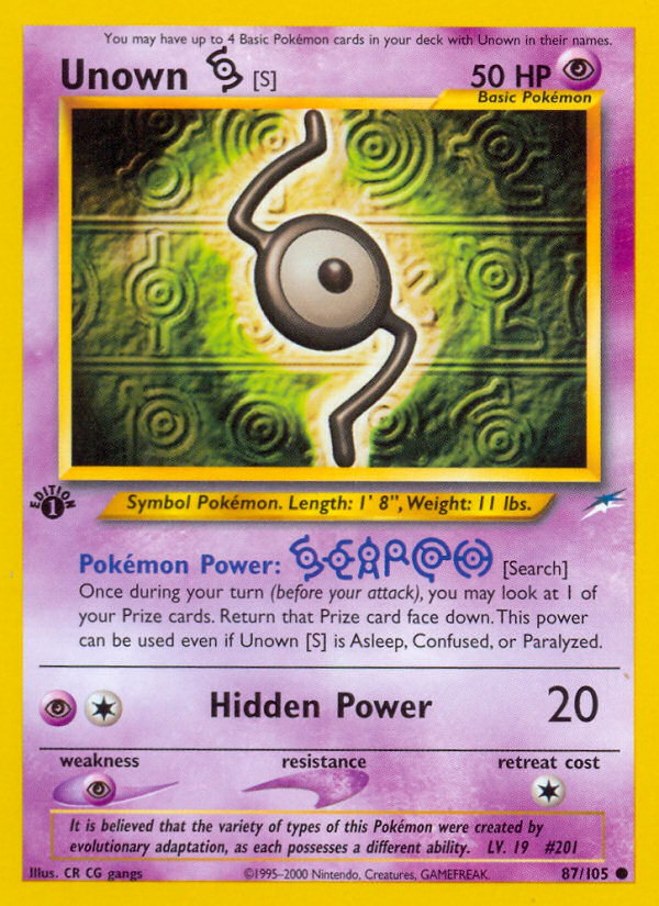 Unown [S] – Neo Destiny 87/105 Pokémon card