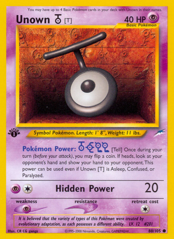 Unown [T] – Neo Destiny 88/105 Pokémon card