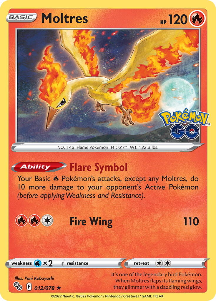 Moltres – Pokémon GO 012/078 Pokémon card