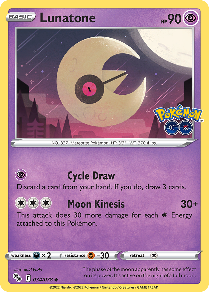 Lunatone – Pokémon GO 034/078 Pokémon card