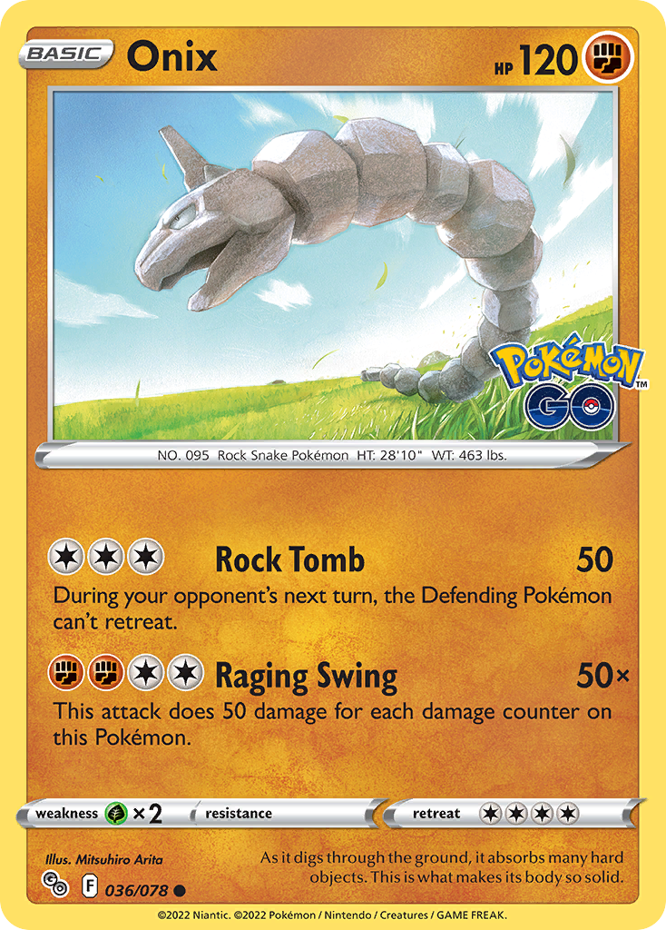 Onix – Pokémon GO 036/078 Pokémon card