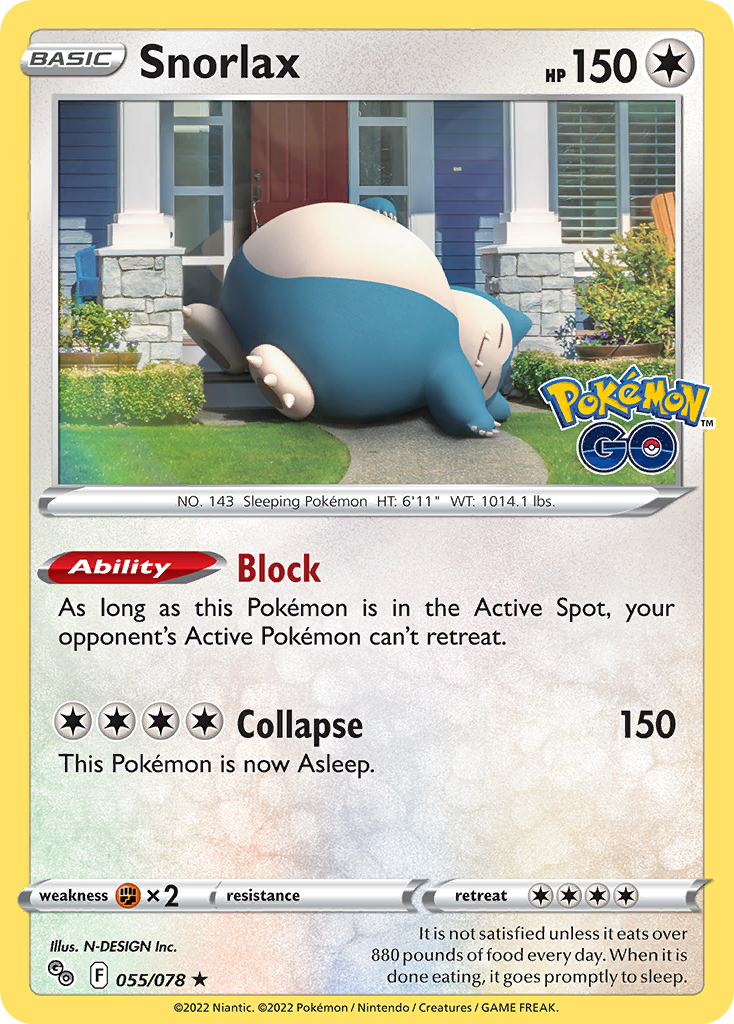 Snorlax – Pokémon GO 055/078 Pokémon card