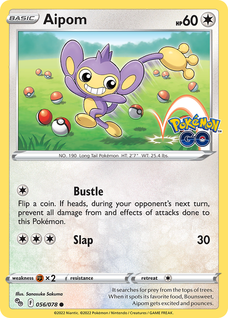 Aipom – Pokémon GO 056/078 Pokémon card