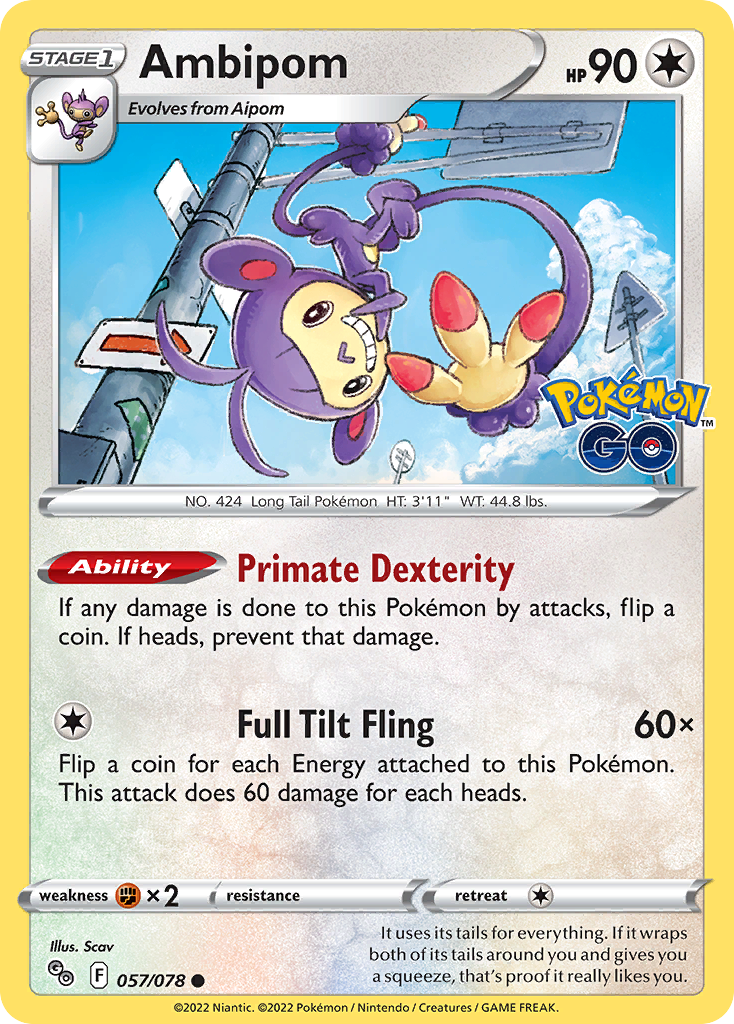 Ambipom – Pokémon GO 057/078 Pokémon card