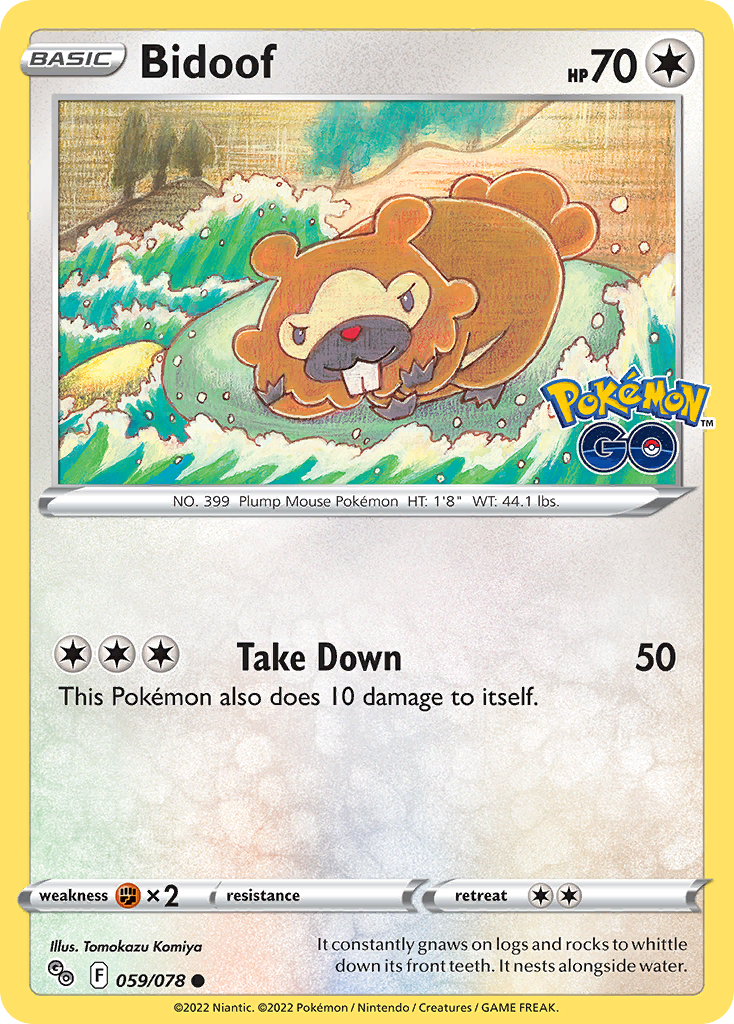 Bidoof – Pokémon GO 059/078 Pokémon card