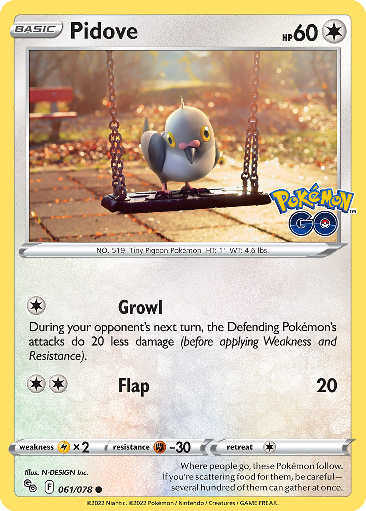 Pidove – Pokémon GO 061/078 Pokémon card