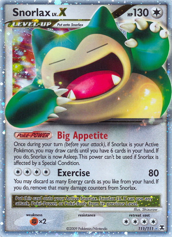 Snorlax LV.X – Rising Rivals 111/111 Pokémon card