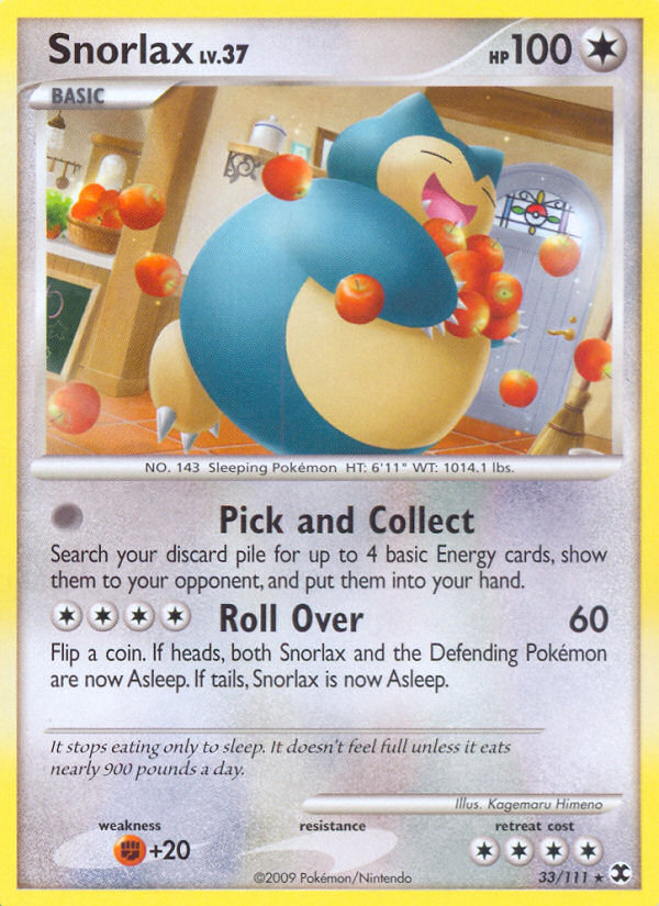 Snorlax – Rising Rivals 33/111 Pokémon card
