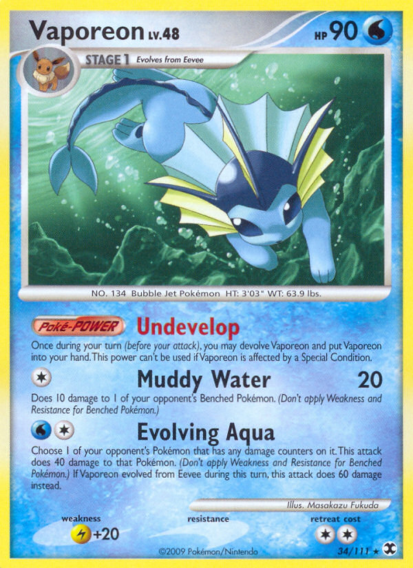 Vaporeon – Rising Rivals 34/111 Pokémon card