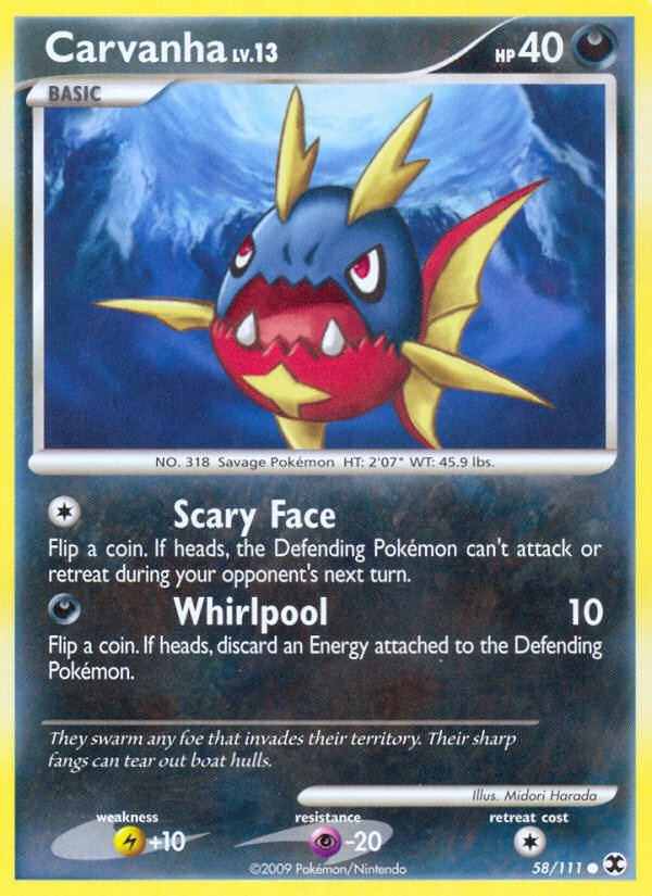 Carvanha – Rising Rivals 58/111 Pokémon card