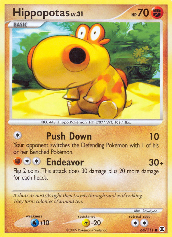 Hippopotas – Rising Rivals 64/111 Pokémon card
