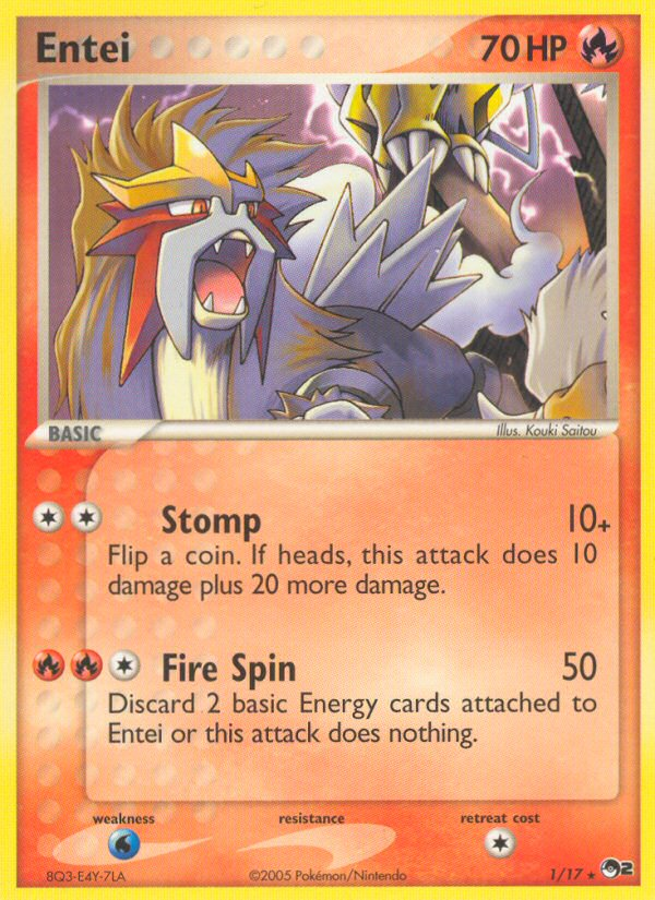 Entei – POP Series 2 1/17 Pokémon card