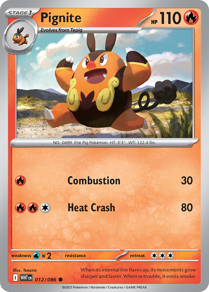 Pignite – White Flare 012/086 Pokémon card