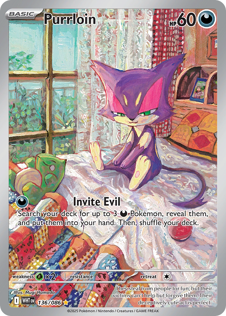 Purrloin – White Flare 136/086 Pokémon card