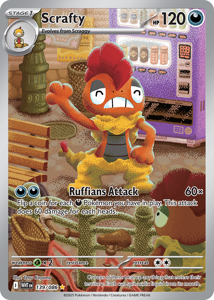 Scrafty – White Flare 139/086 Pokémon card