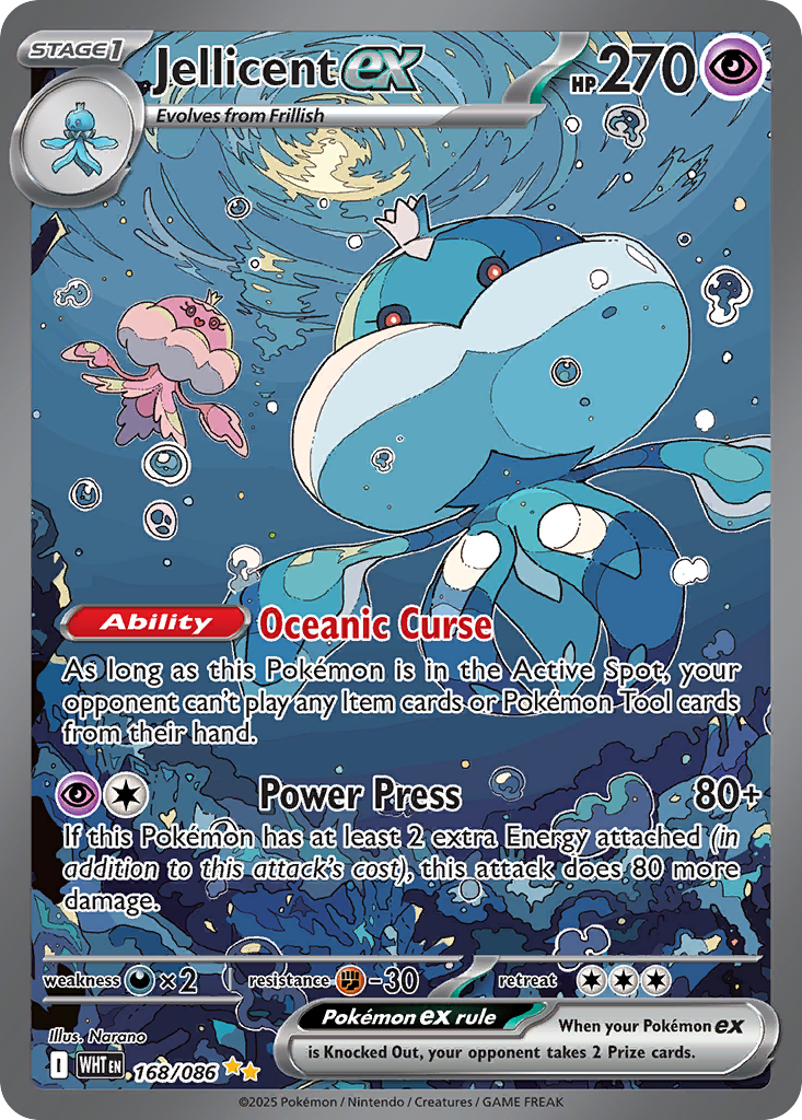 Jellicent ex – White Flare 168/086 Pokémon card