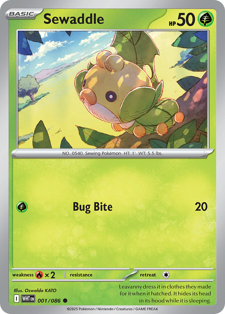 Sewaddle – White Flare 001/086 Pokémon card