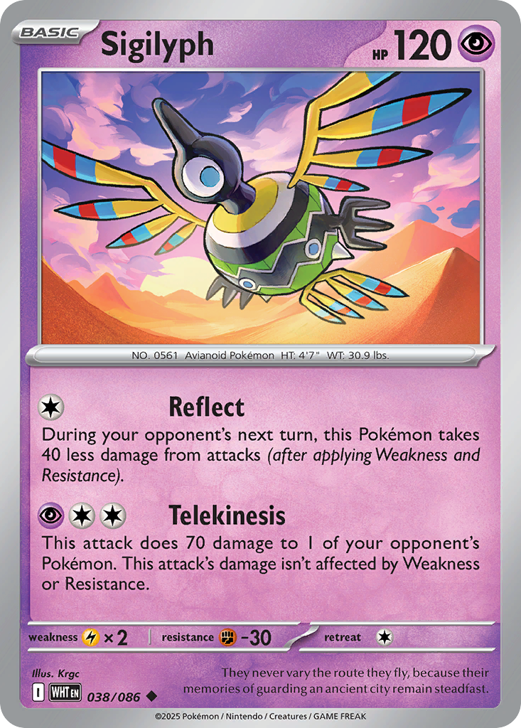 Sigilyph – White Flare 038/086 Pokémon card