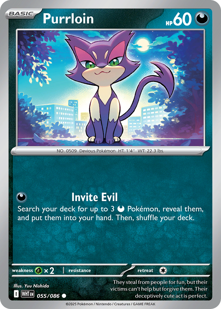 Purrloin – White Flare 055/086 Pokémon card