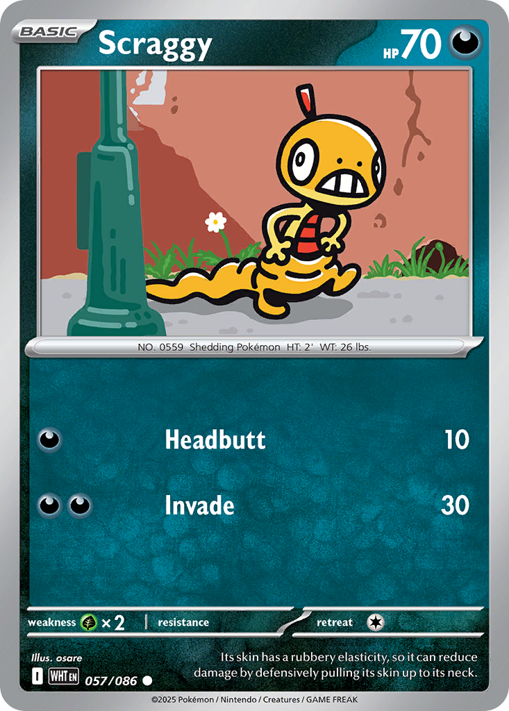 Scraggy – White Flare 057/086 Pokémon card