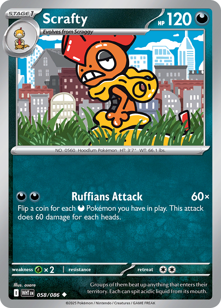 Scrafty – White Flare 058/086 Pokémon card