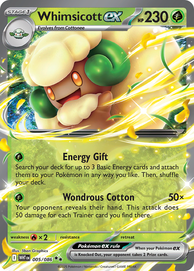 Whimsicott ex – White Flare 005/086 Pokémon card