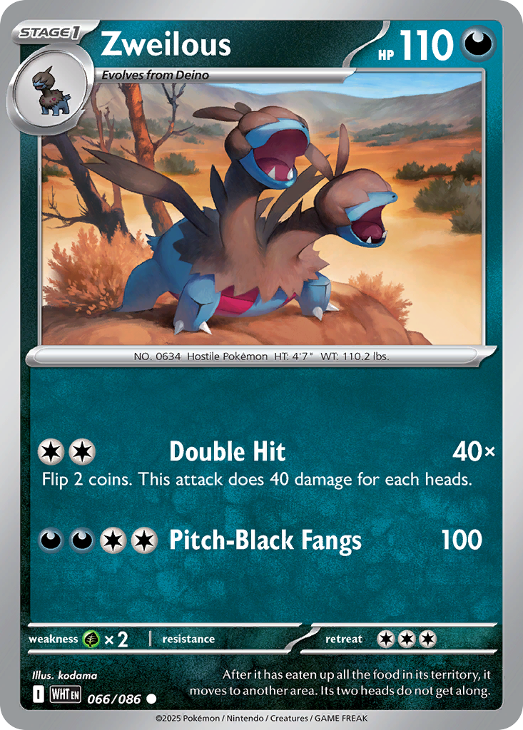 Zweilous – White Flare 066/086 Pokémon card