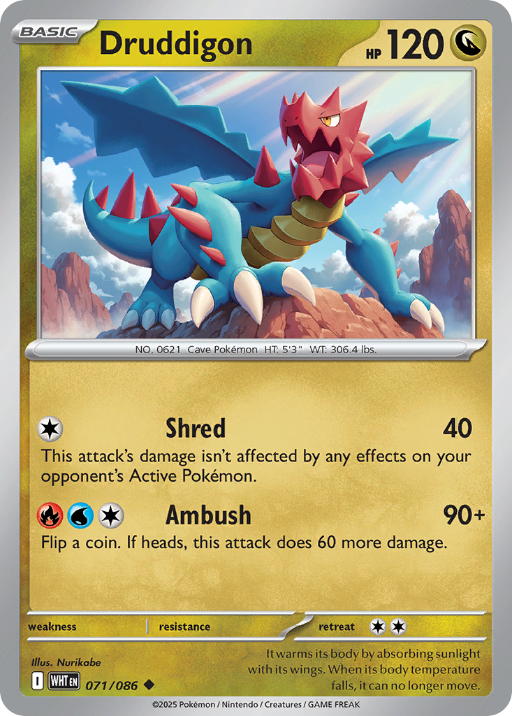 Druddigon – White Flare 071/086 Pokémon card