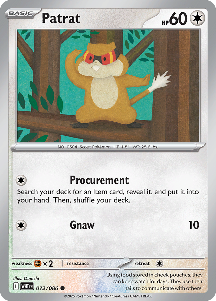 Patrat – White Flare 072/086 Pokémon card
