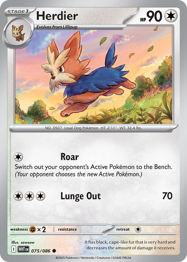 Herdier – White Flare 075/086 Pokémon card