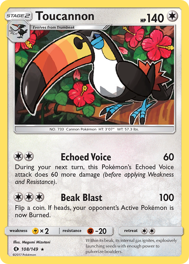 Toucannon – Sun & Moon 108/149 Pokémon card