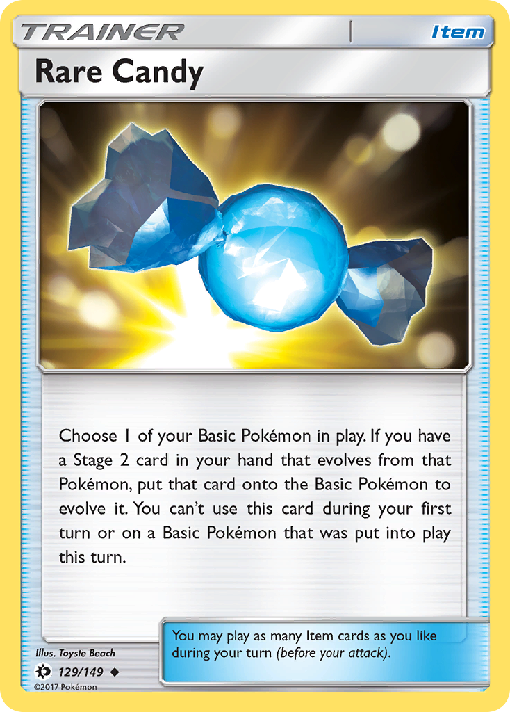Rare Candy – Sun & Moon 129/149 Pokémon card