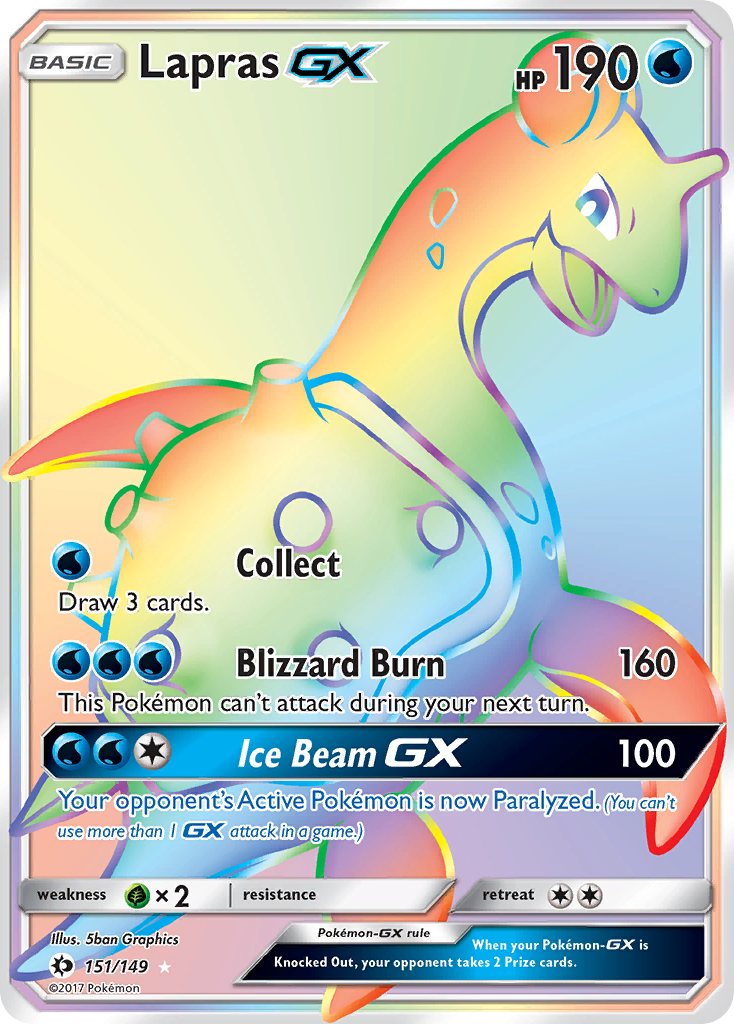 Lapras-GX – Sun & Moon 151/149 Pokémon card