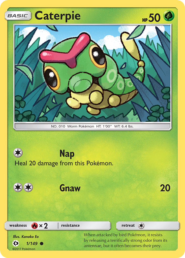 Caterpie – Sun & Moon 1/149 Pokémon card