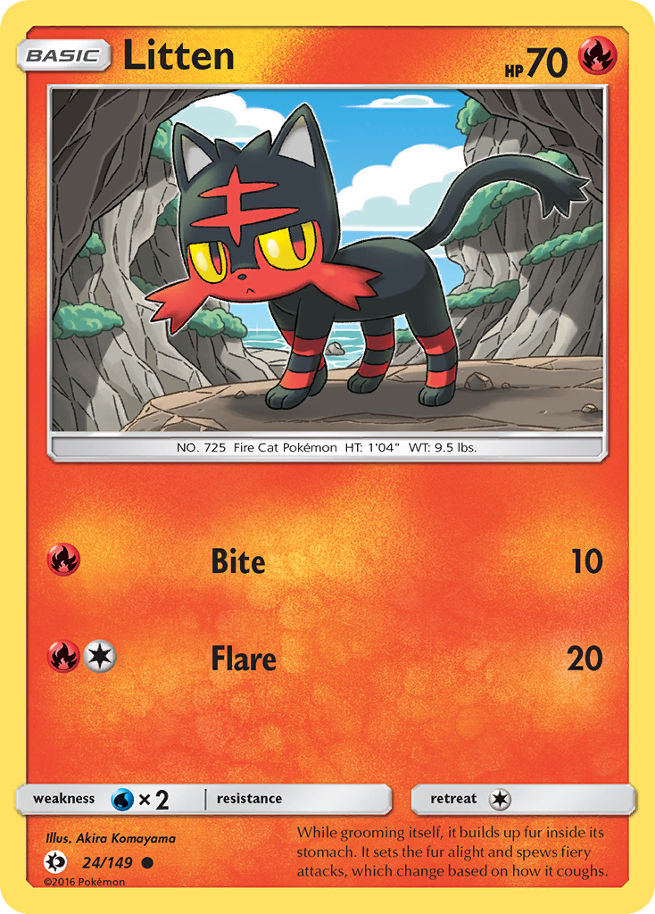 Litten – Sun & Moon 24/149 Pokémon card