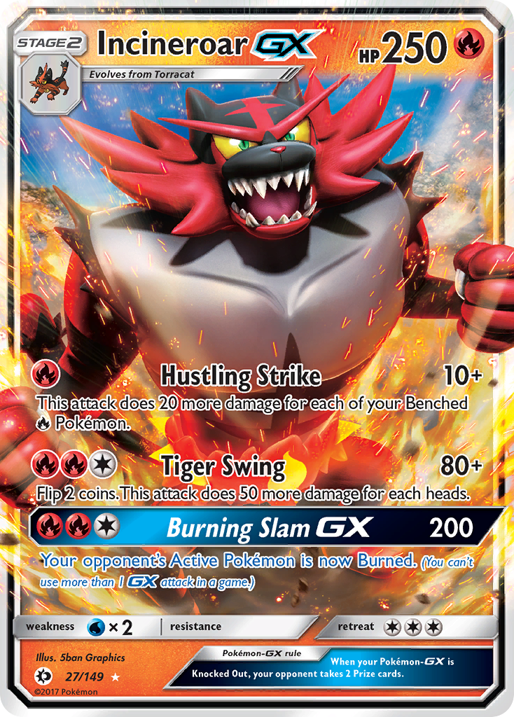 Incineroar-GX – Sun & Moon 27/149 Pokémon card