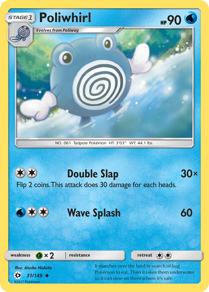 Poliwhirl – Sun & Moon 31/149 Pokémon card
