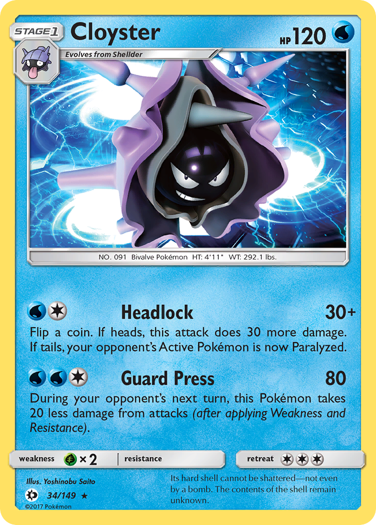 Cloyster – Sun & Moon 34/149 Pokémon card