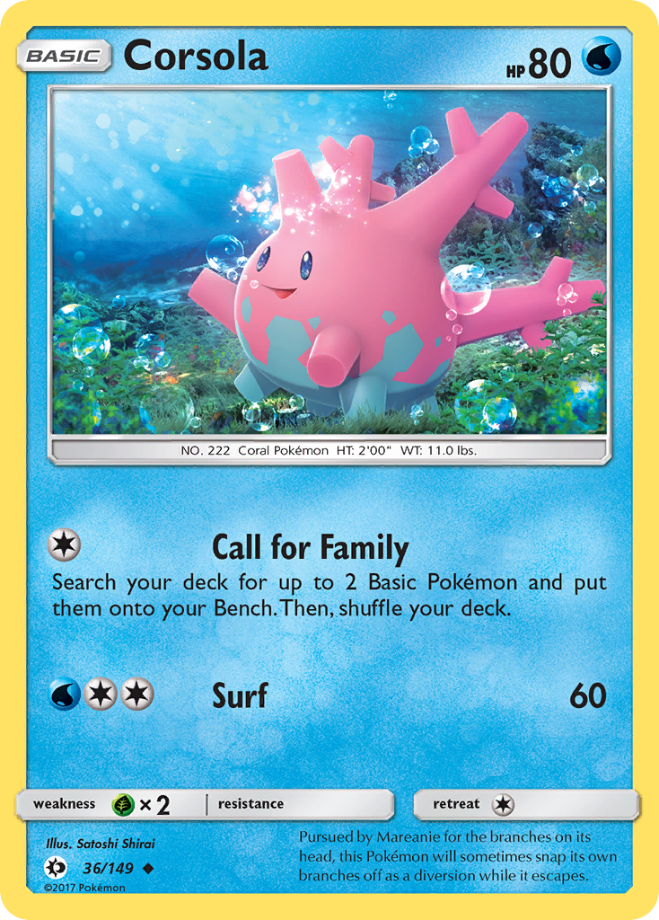 Corsola – Sun & Moon 36/149 Pokémon card
