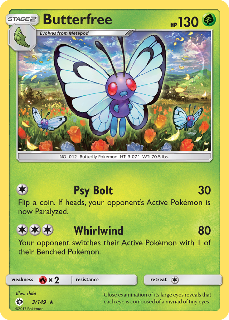 Butterfree – Sun & Moon 3/149 Pokémon card