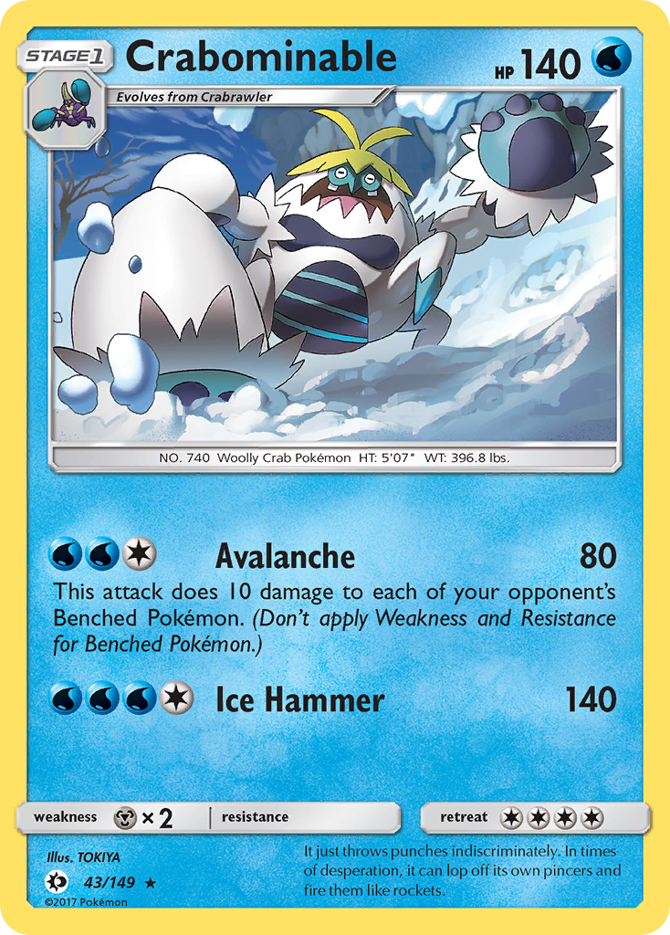 Crabominable – Sun & Moon 43/149 Pokémon card