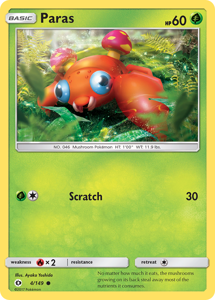 Paras – Sun & Moon 4/149 Pokémon card