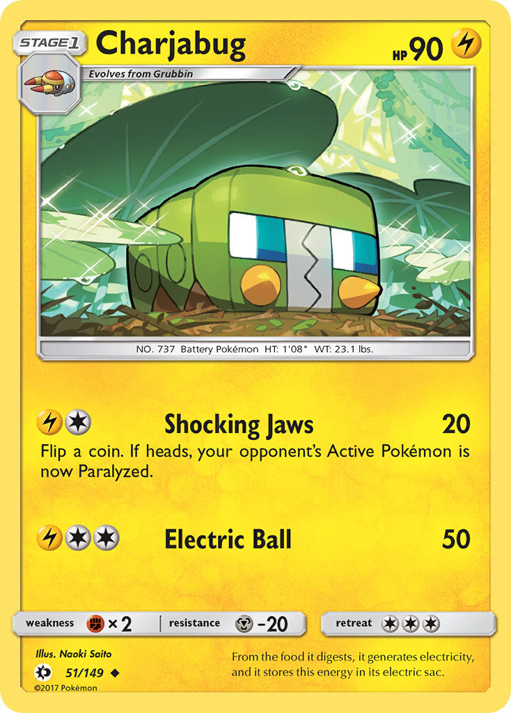 Charjabug – Sun & Moon 51/149 Pokémon card